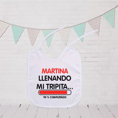 Regalos personalizados: Regalos con nombre: Babero personalizado Llenando mi tripita...