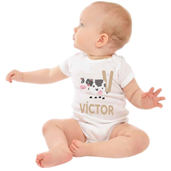 Regalos personalizados: Regalos con nombre: Body bebé personalizado 'alfabeto animal'