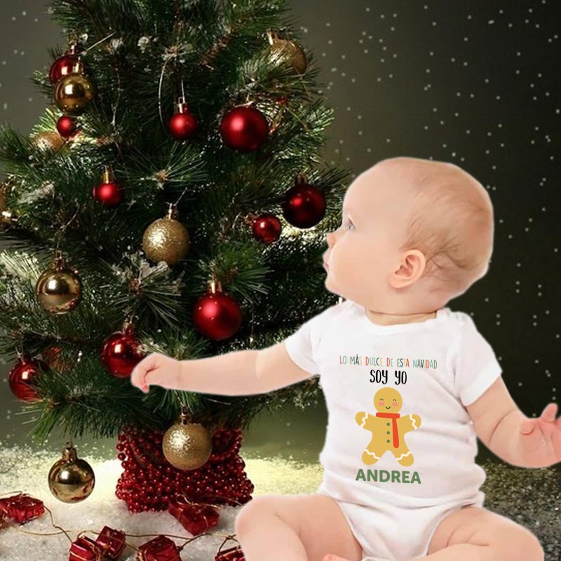 Regalos personalizados: Regalos con nombre: Body bebé personalizado 'Galleta de Navidad'