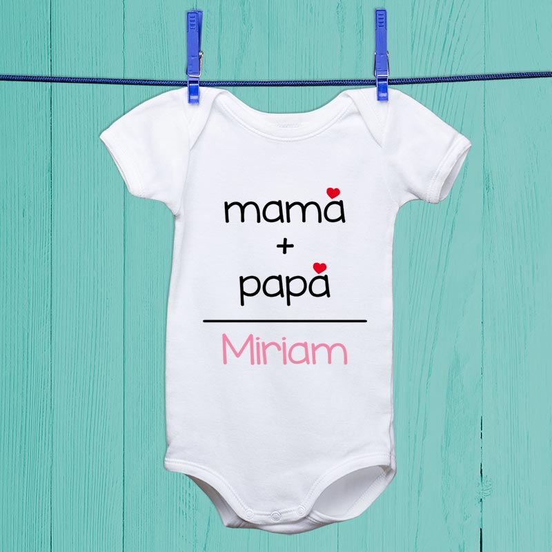 Body o camiseta "papá+mamá" personalizada