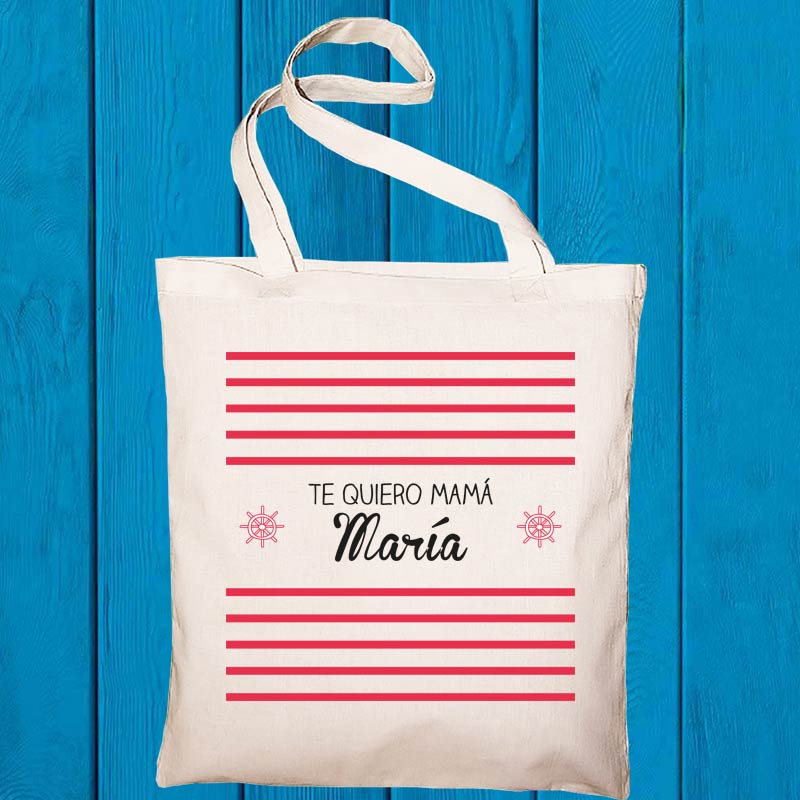 Regalos personalizados: Regalos con nombre: Bolsa tote bag marinera personalizada