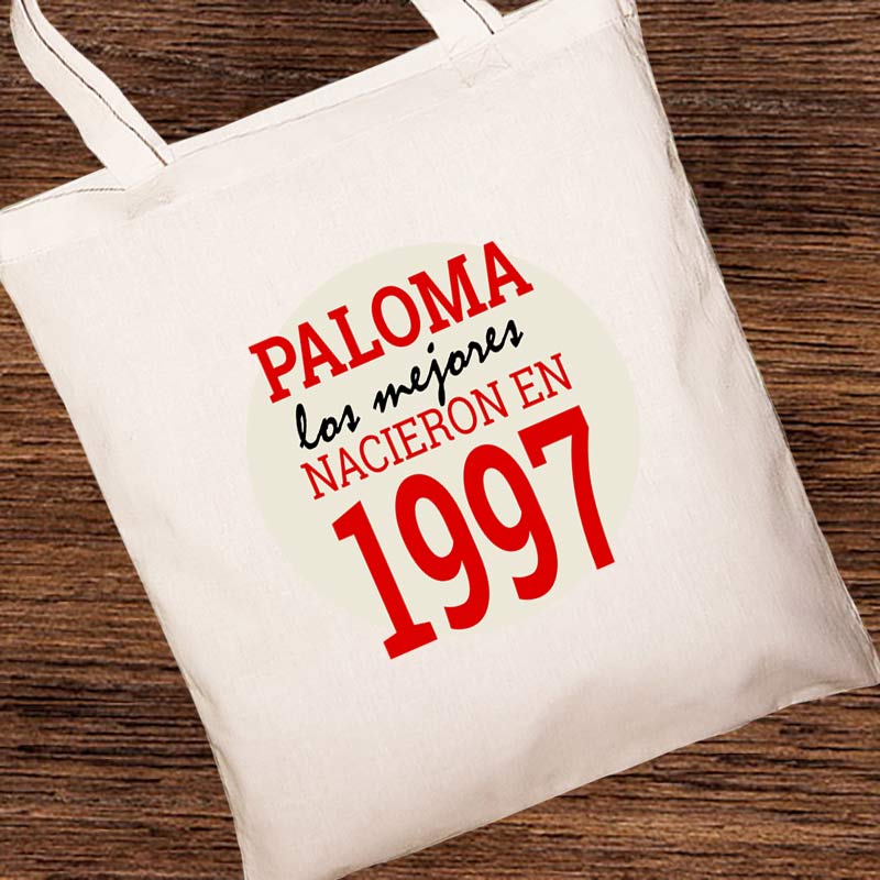 Regalos personalizados: Regalos con nombre: Bolsa tote bag personalizada año de nacimiento