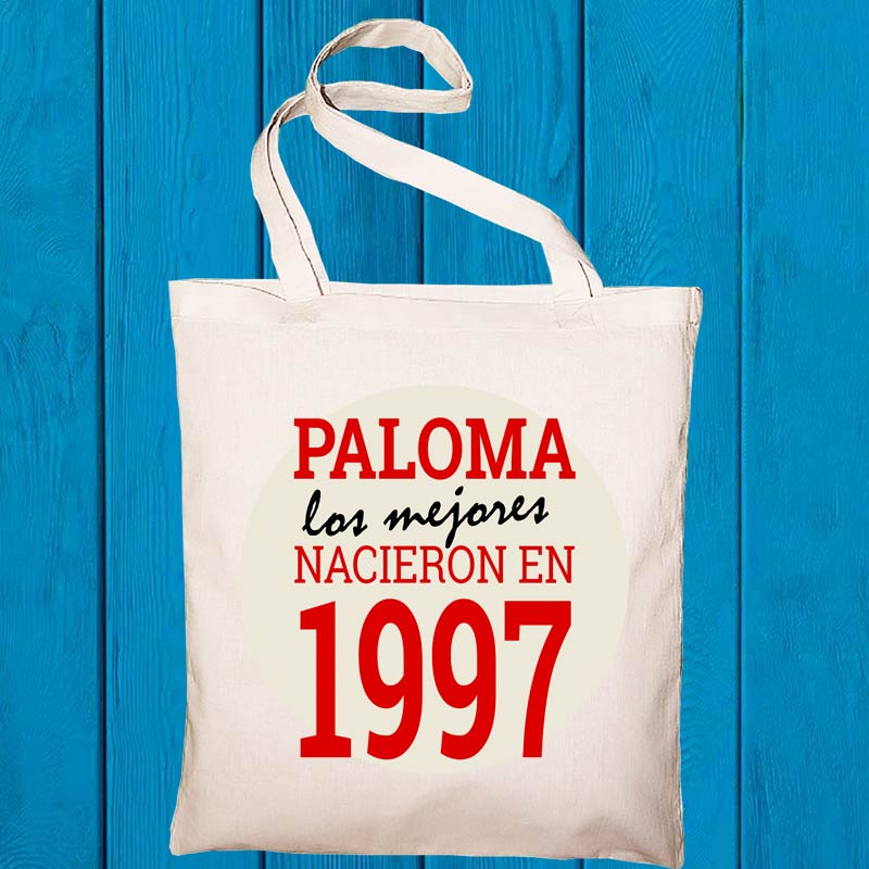 Regalos personalizados: Regalos con nombre: Bolsa tote bag personalizada año de nacimiento