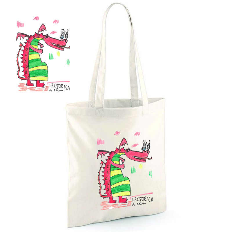 Regalos personalizados: Regalos con el dibujo de tus hijos: Bolsa tote bag personalizada con el dibujo de tu hijo