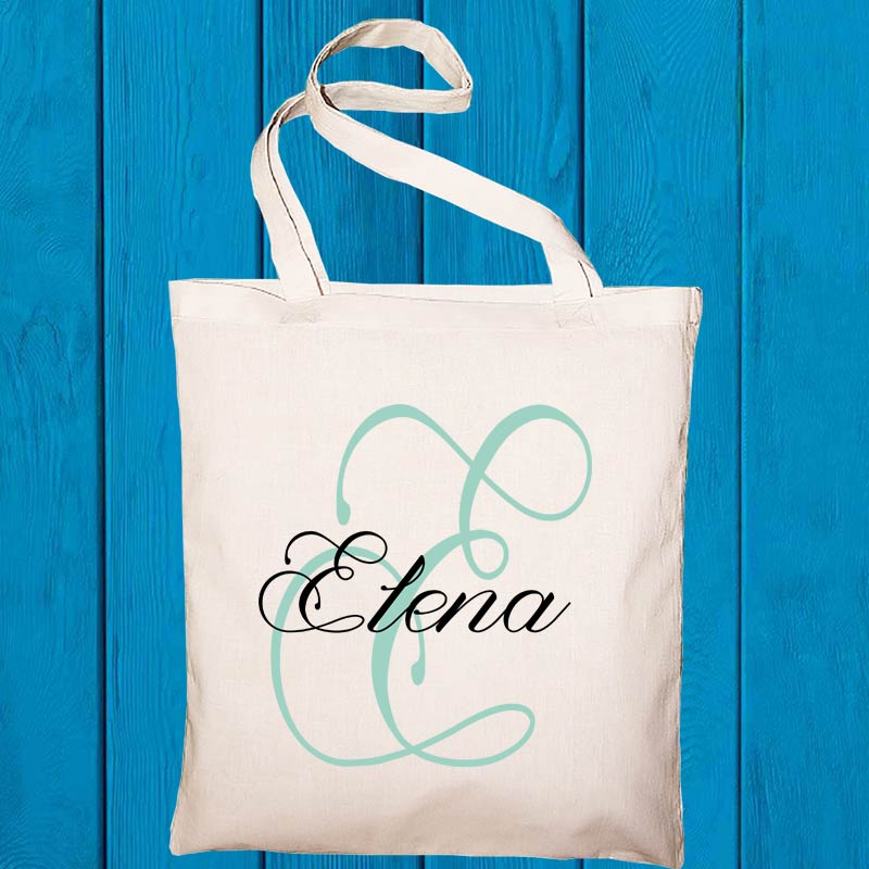 Regalos personalizados: Regalos con nombre: Bolsa tote bag personalizada con inicial