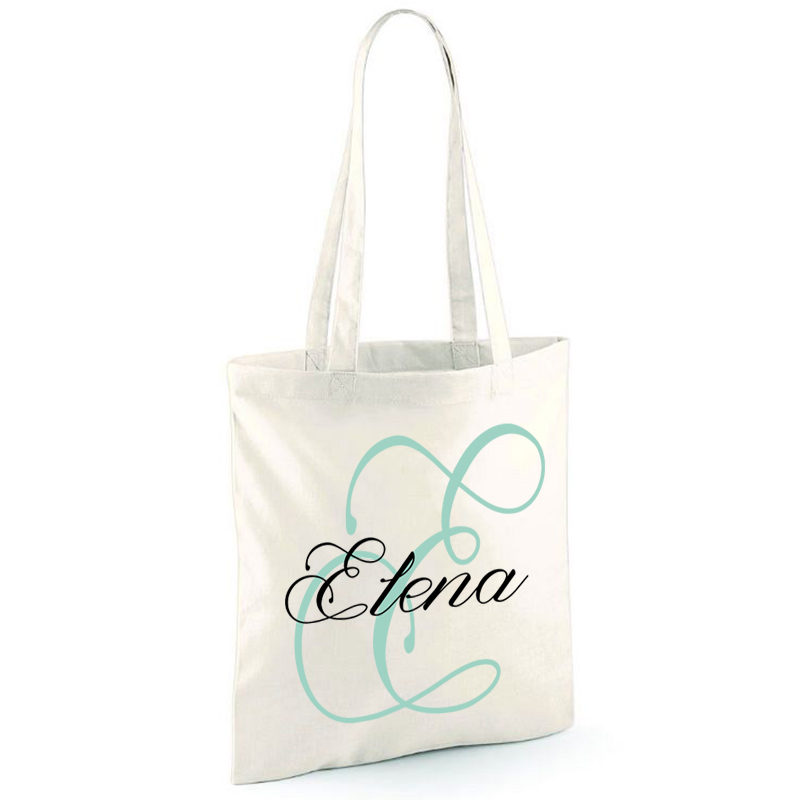 Regalos personalizados: Regalos con nombre: Bolsa tote bag personalizada con inicial