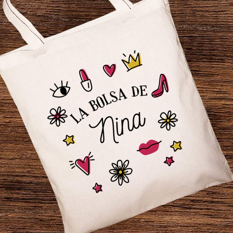 Regalos personalizados: Regalos con nombre: Bolsa tote bag personalizada con nombre