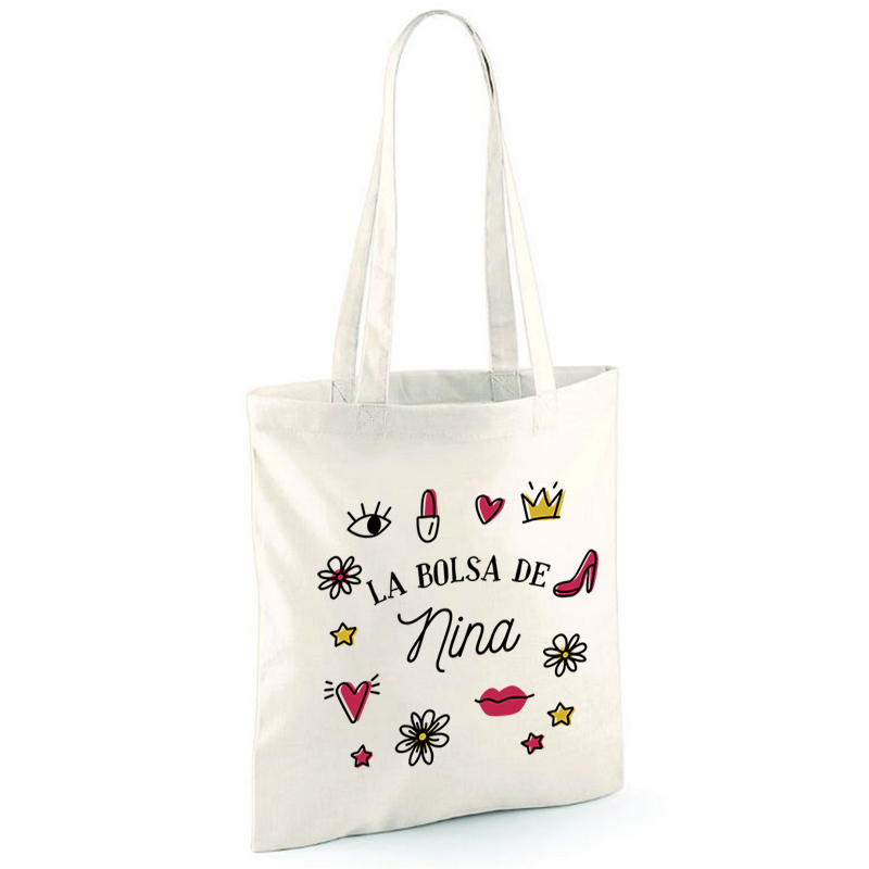 Bolsa de tela personalizada, inicial con nombre 