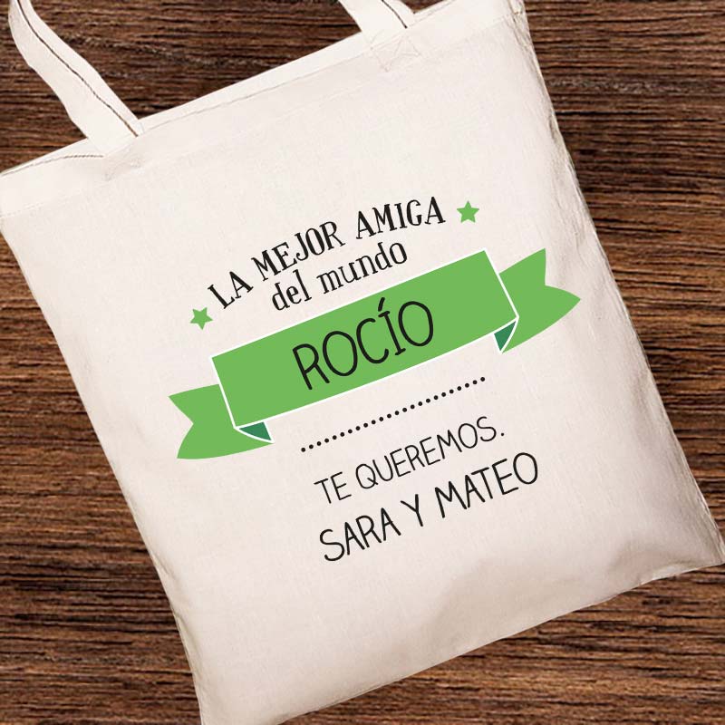 Regalos personalizados: Regalos bordados: Bolsa tote bag personalizada con texto