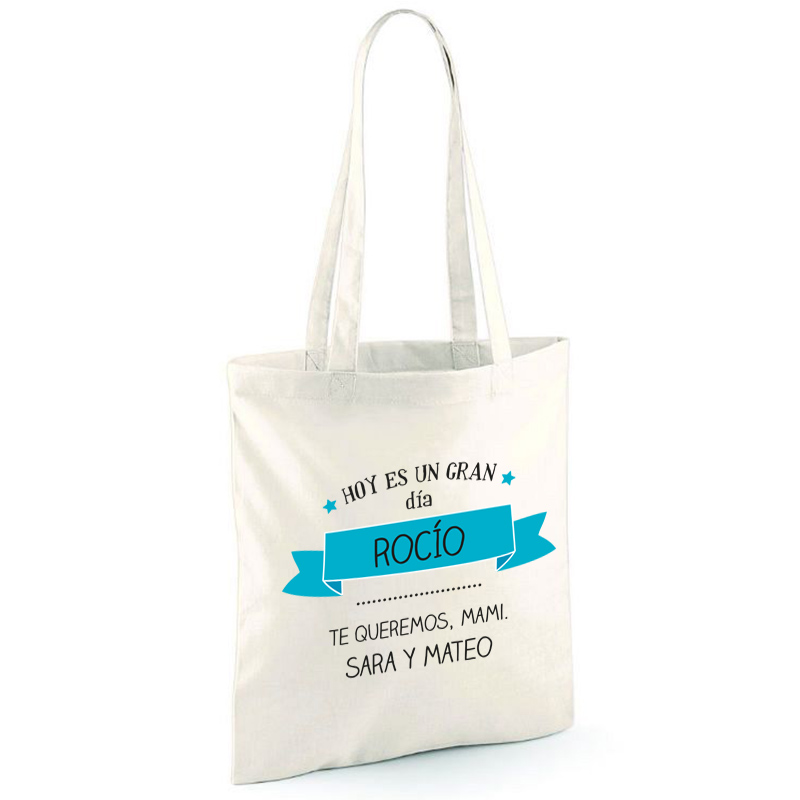 Regalos personalizados: Regalos con nombre: Bolsa tote bag personalizada con texto