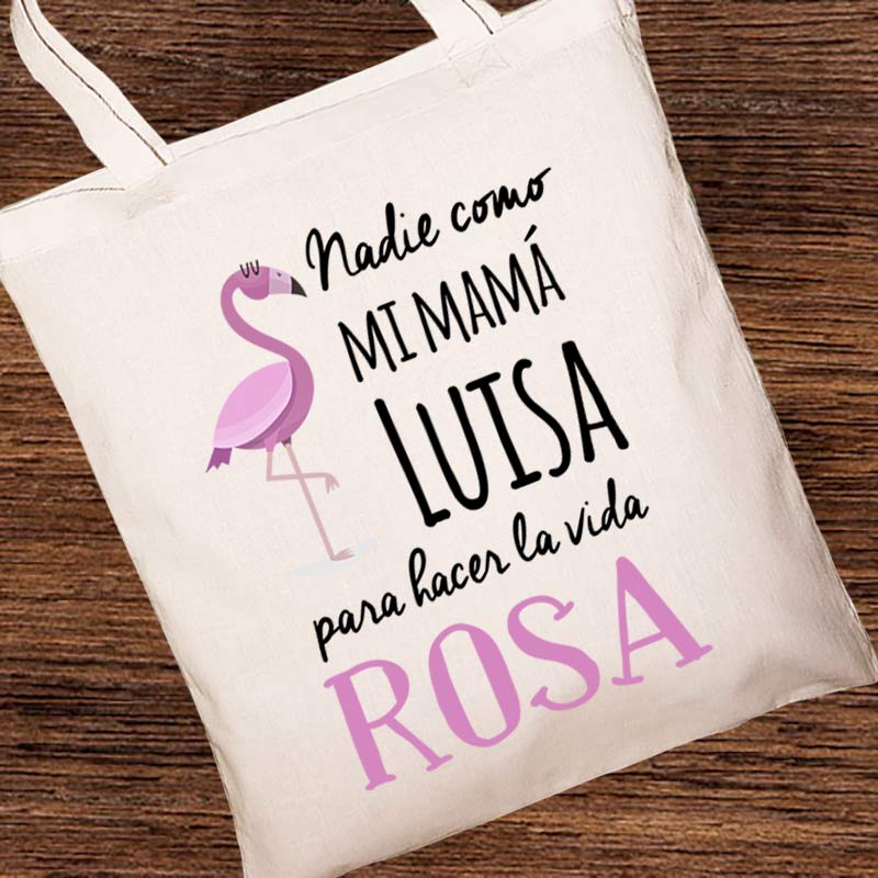 Regalos personalizados: Regalos con nombre: Bolsa tote bag personalizada "Flamenco"