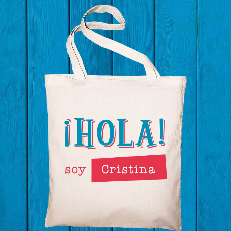 Regalos personalizados: Regalos con nombre: Bolsa tote bag personalizada ¡Hola!