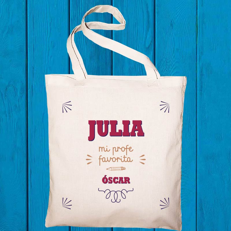 Regalos personalizados: Bolsas personalizadas: Bolsa tote BIO personalizada 'Mi profe favorita'