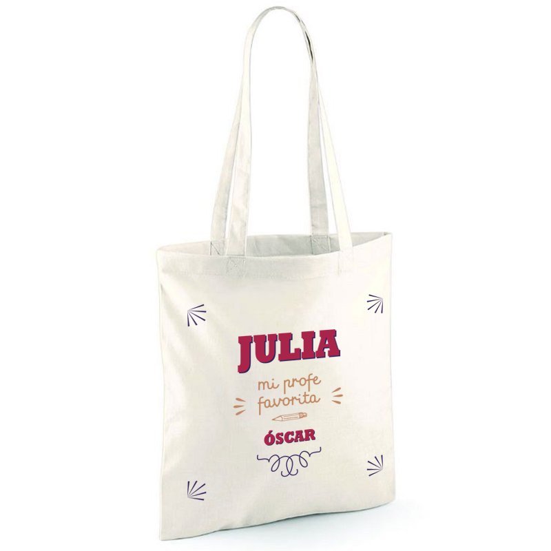 Regalos personalizados: Bolsas personalizadas: Bolsa tote BIO personalizada 'Mi profe favorita'