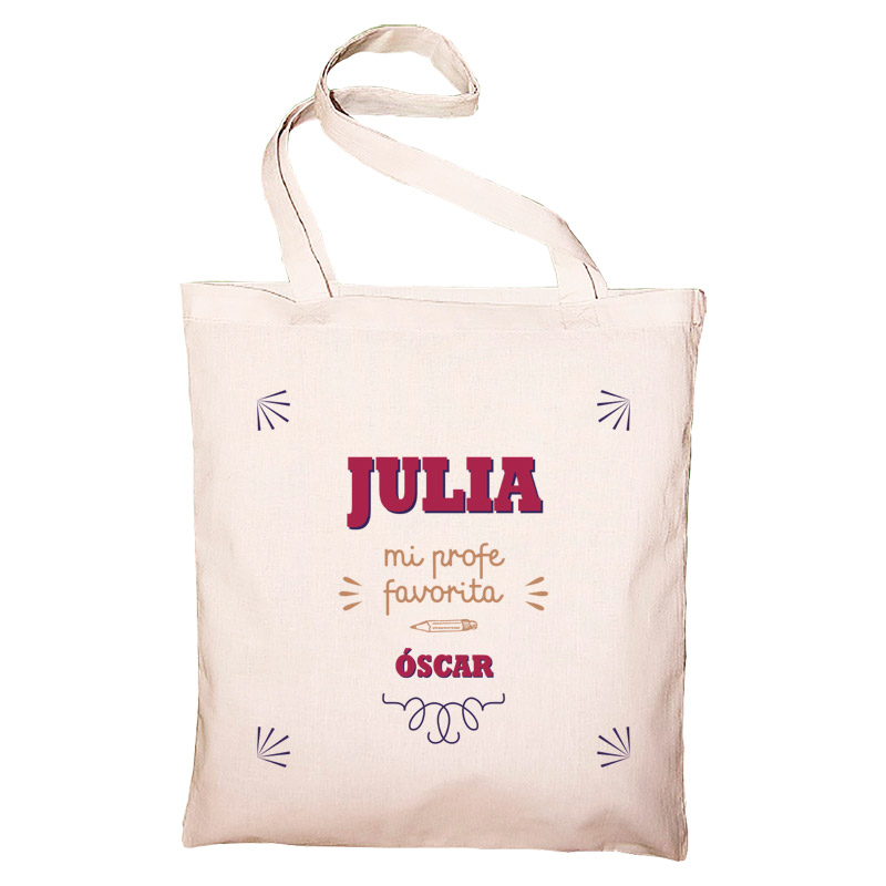 Regalos personalizados: Bolsas personalizadas: Bolsa tote BIO personalizada 'Mi profe favorita'