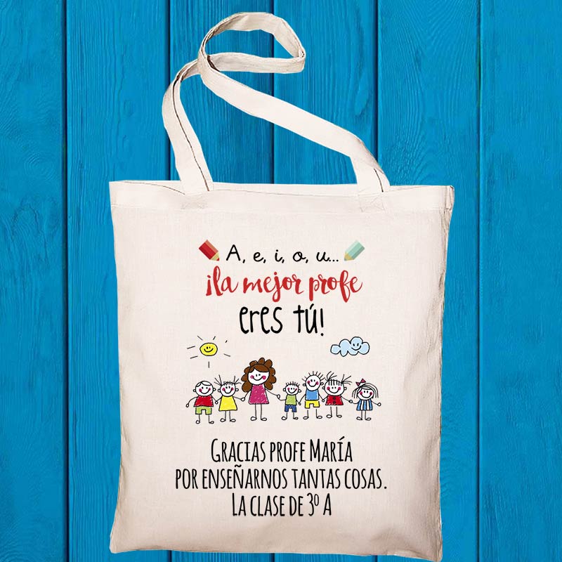 Regalos personalizados: Bolsas personalizadas: Bolsa tote bag BIO personalizada para profes