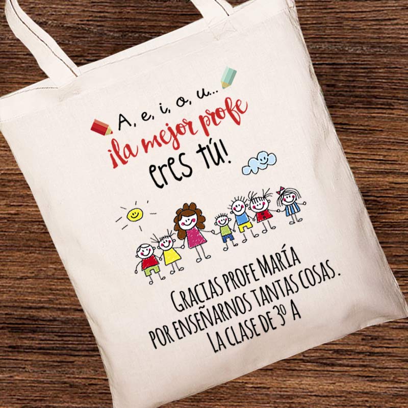 Regalos personalizados: Bolsas personalizadas: Bolsa tote bag BIO personalizada para profes