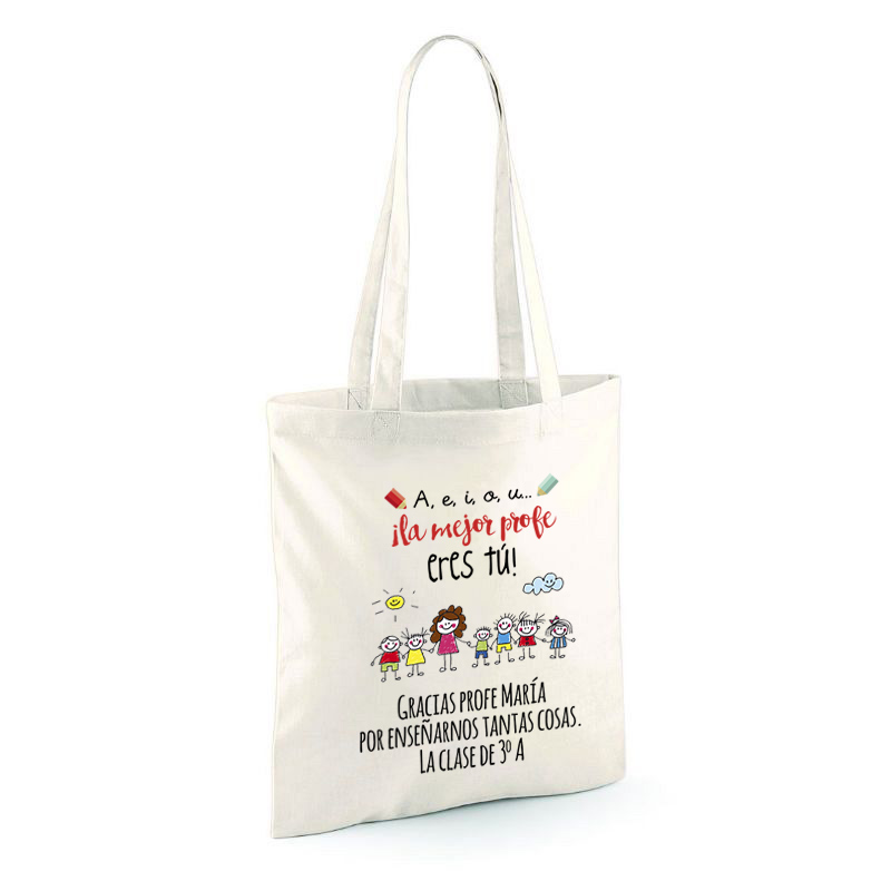 Regalos personalizados: Bolsas personalizadas: Bolsa tote bag BIO personalizada para profes