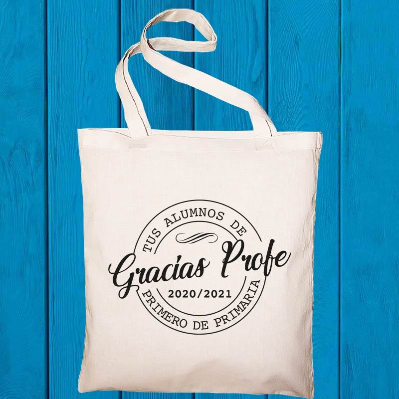 Regalos personalizados: Bolsas personalizadas: Bolsa tote BIO personalizada 'Gracias profe'