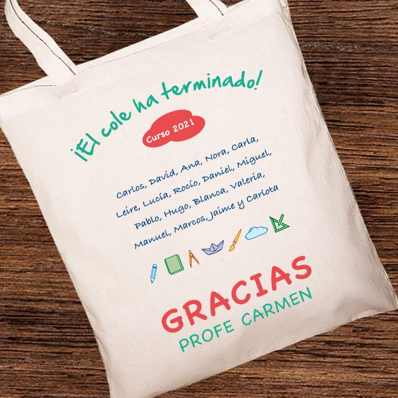 Regalos personalizados: Bolsas personalizadas: Bolsa tote BIO personalizada para profe