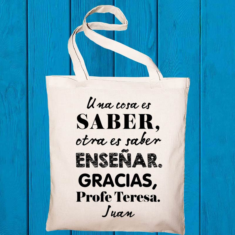 Regalos personalizados: Bolsas personalizadas: Bolsa tote BIO personalizada 'Saber enseñar'