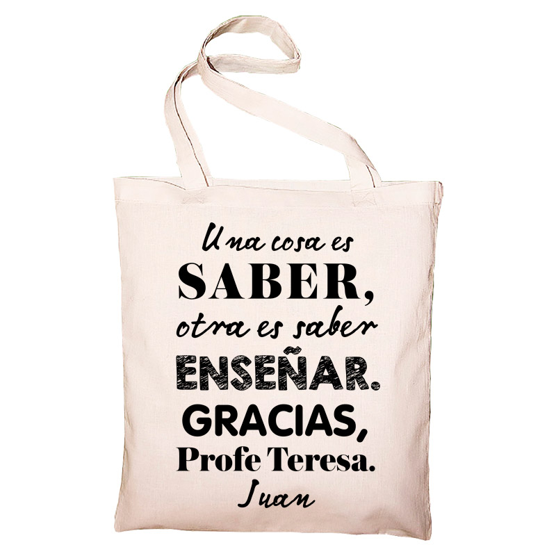 Regalos personalizados: Bolsas personalizadas: Bolsa tote BIO personalizada 'Saber enseñar'