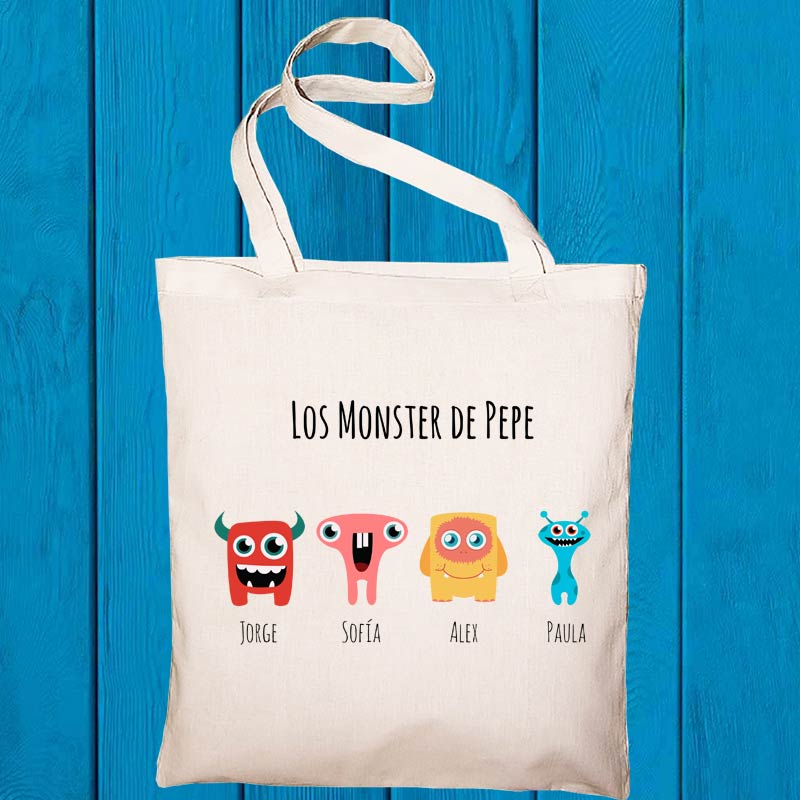 Regalos personalizados: Regalos con nombre: Bolsa tote BIO familias personalizado