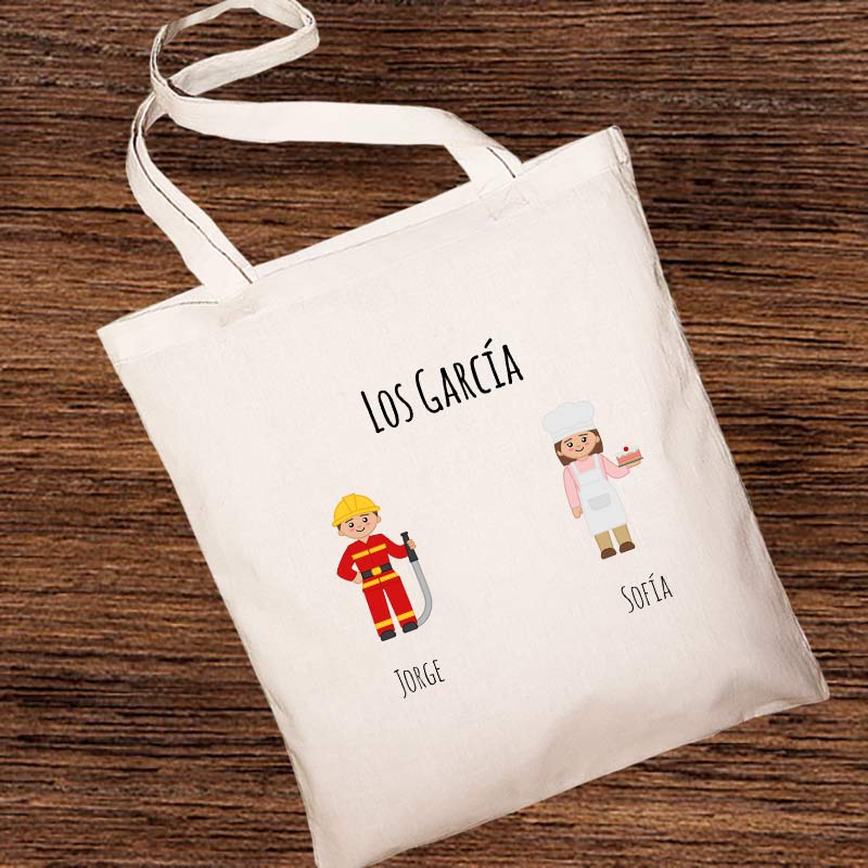 Regalos personalizados: Regalos con nombre: Bolsa tote BIO familias personalizado