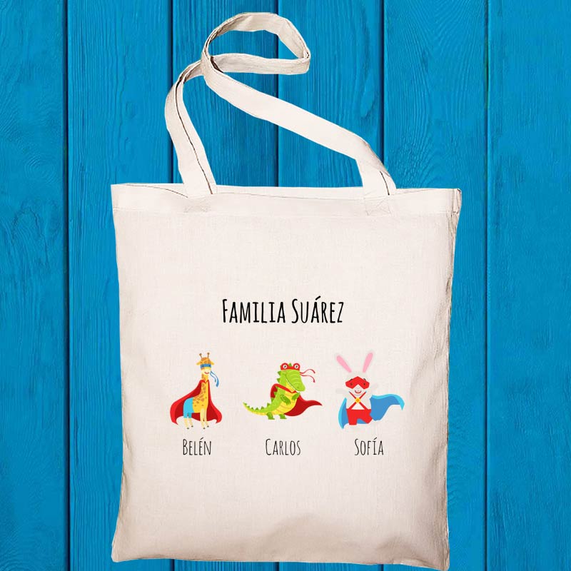 Regalos personalizados: Regalos con nombre: Bolsa tote BIO familias personalizado