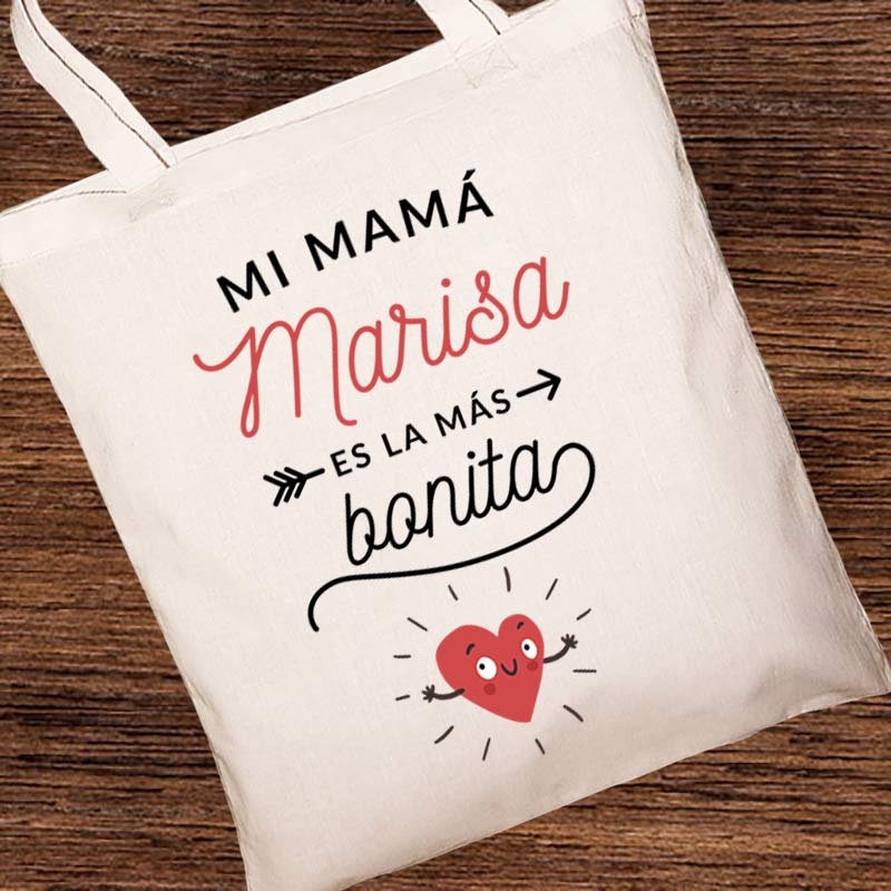 Regalos personalizados: Regalos con nombre: Bolsa tote "Mamá bonita" personalizada