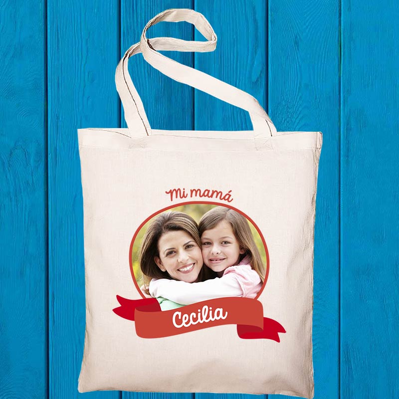 Regalos personalizados: Regalos con nombre: Bolsa tote personalizada con foto