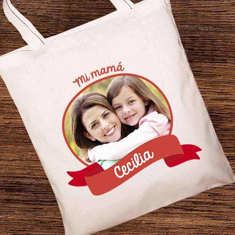 Regalos personalizados: Regalos con nombre: Bolsa tote personalizada con foto