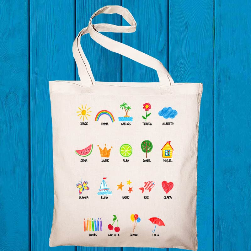 Regalos personalizados: Regalos con el dibujo de tus hijos: Bolsa tote personalizada 'Dibujos' BIO