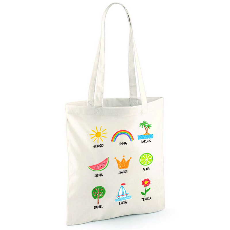 Regalos personalizados: Regalos con el dibujo de tus hijos: Bolsa tote personalizada 'Dibujos' BIO