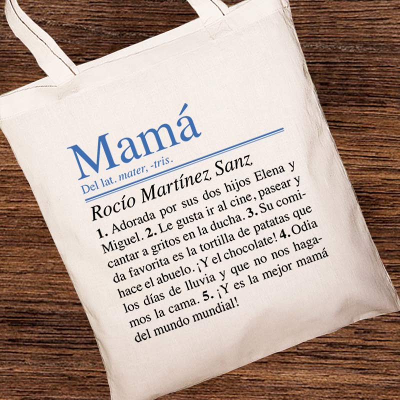 Regalos personalizados: Regalos con nombre: Bolsa tote personalizada para mamá