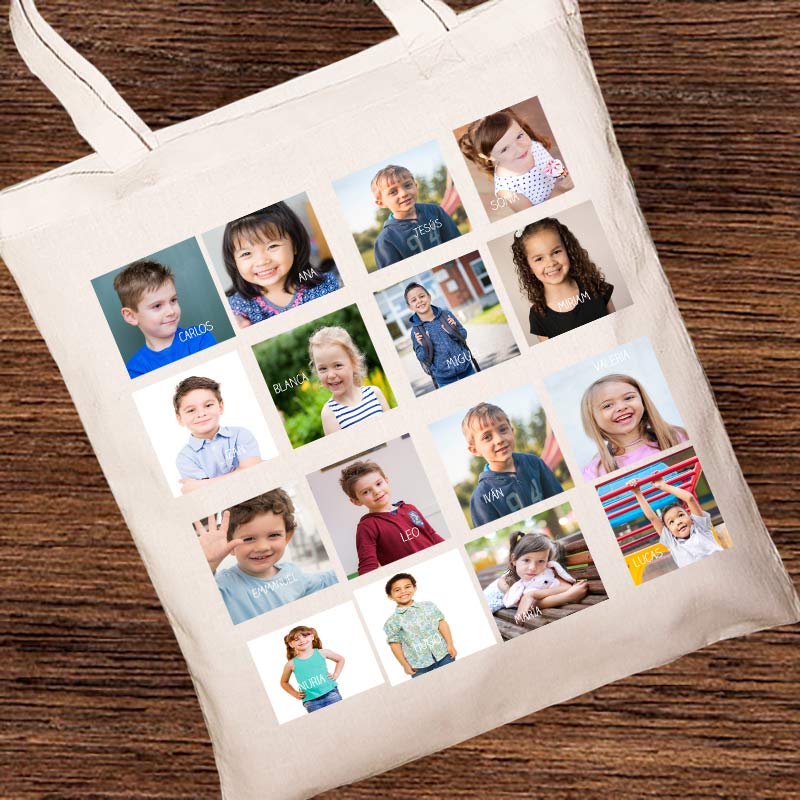 Regalos personalizados: Regalos con fotos: Bolsa tote personalizada para profe con fotos