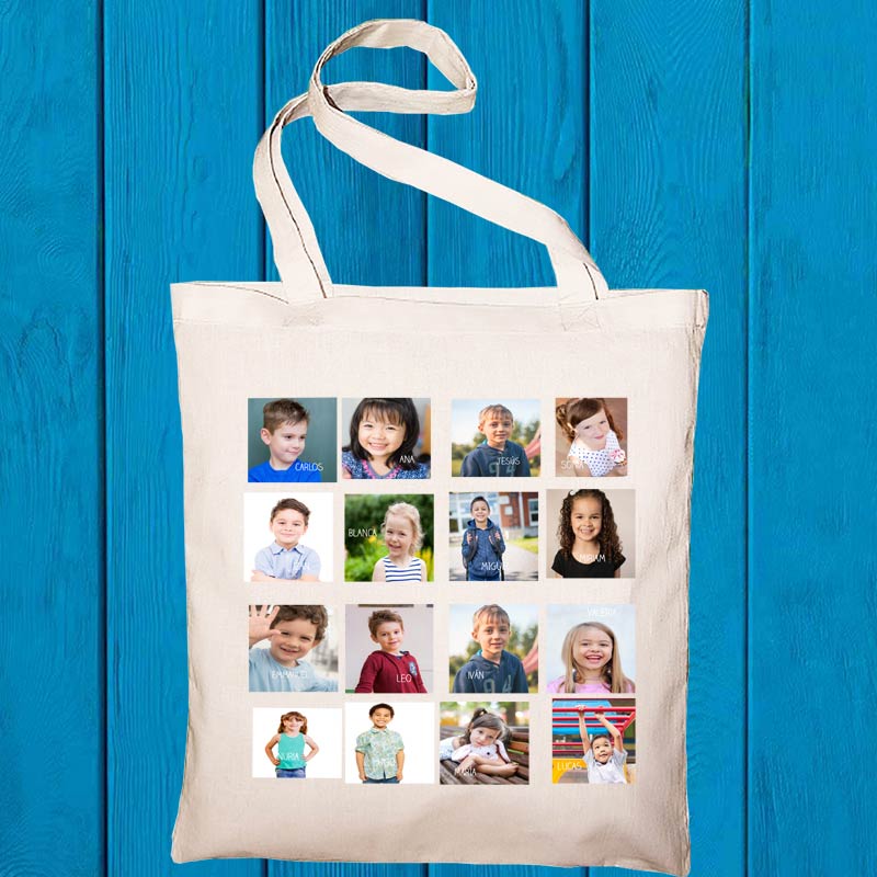 Regalos personalizados: Regalos con fotos: Bolsa tote personalizada para profe con fotos