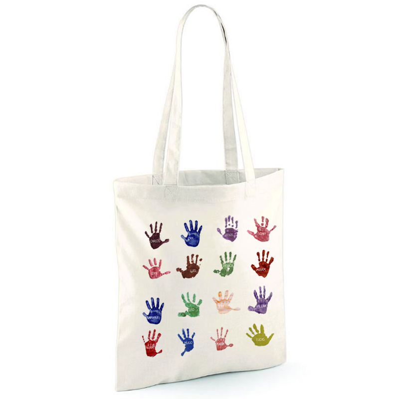 Regalos personalizados: Regalos con el dibujo de tus hijos: Bolsa tote personalizada para profe huellas