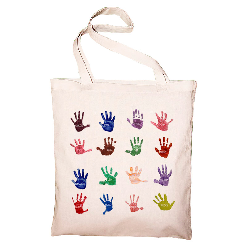 Regalos personalizados: Regalos con el dibujo de tus hijos: Bolsa tote personalizada para profe huellas