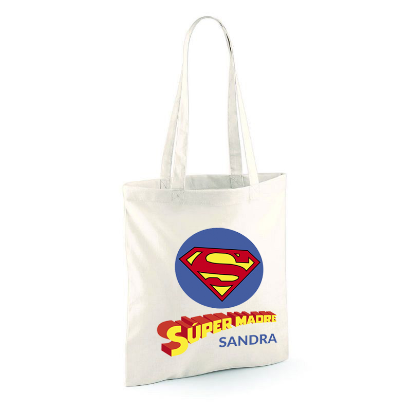 Regalos personalizados: Regalos con nombre: Bolsa tote personalizada Súpermadre