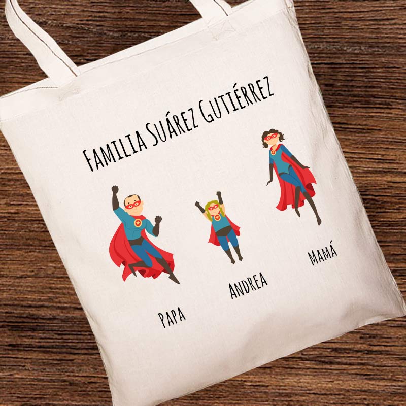 Regalos personalizados: Regalos con nombre: Bolsa Tote Súper familia personalizado