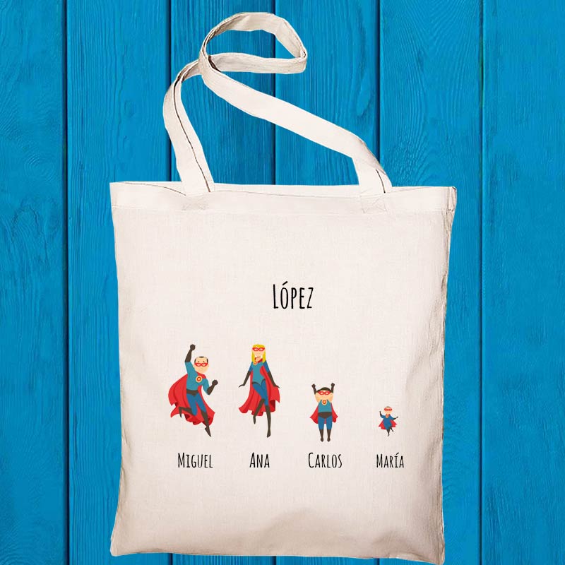 Regalos personalizados: Regalos con nombre: Bolsa Tote Súper familia personalizado