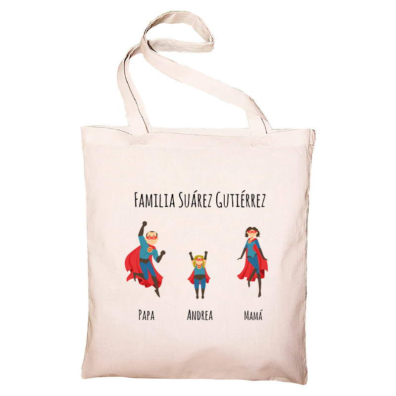 Regalos personalizados: Regalos con nombre: Bolsa Tote Súper familia personalizado