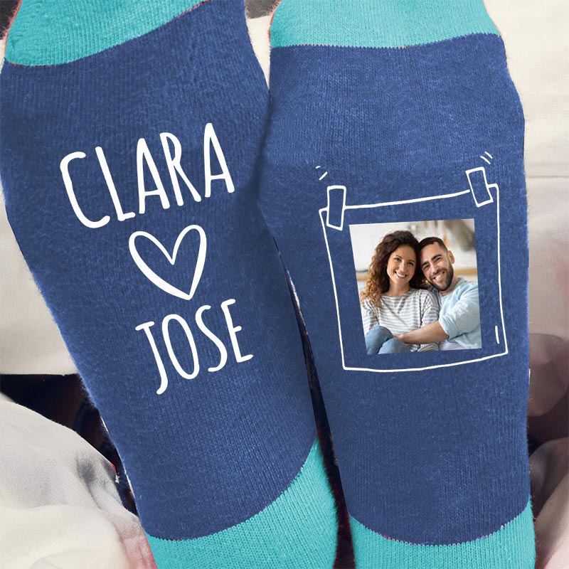 Regalos personalizados: Regalos con nombre: Calcetines BIO personalizados para pareja