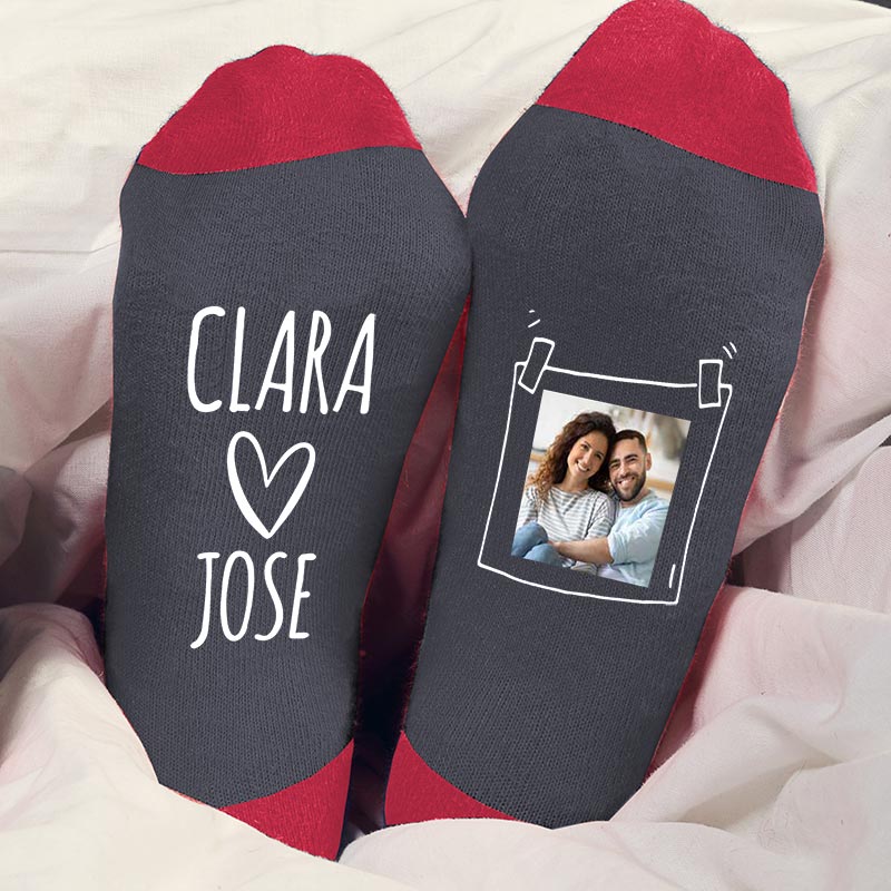 Regalos personalizados: Regalos con nombre: Calcetines BIO personalizados para pareja