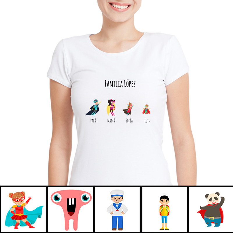 Regalos personalizados: Camisetas personalizadas: Camiseta familias personalizado para mujer