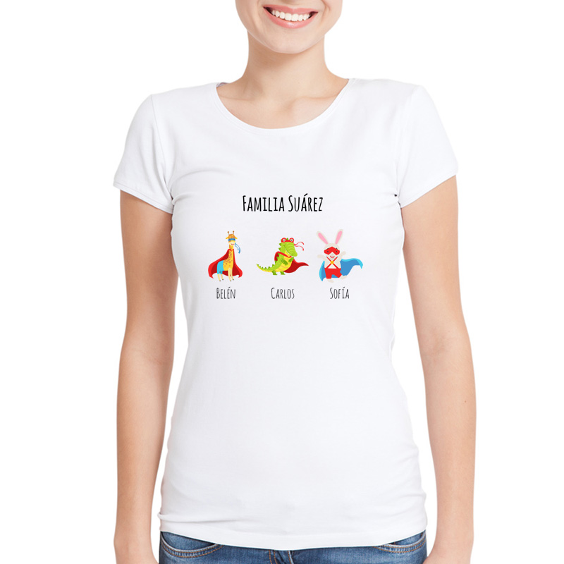 Regalos personalizados: Camisetas personalizadas: Camiseta familias personalizado para mujer