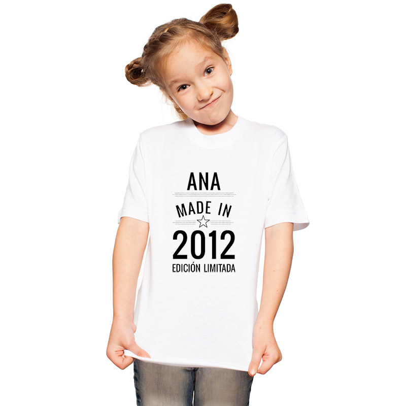 Regalos personalizados: Regalos con nombre: Camiseta infantil personalizada Made in
