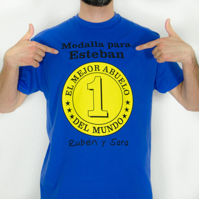 Regalos personalizados: Camisetas personalizadas: Camiseta medalla mejor abuelo personalizada