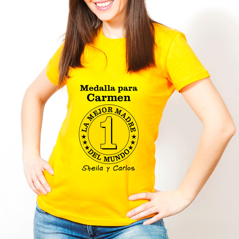 Regalos personalizados: Camisetas personalizadas: Camiseta medalla mejor madre personalizada